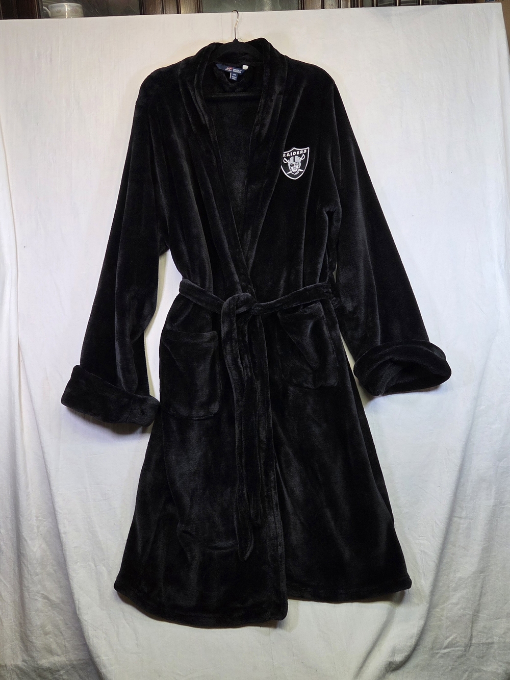 NFL Raiders Northwest Black Plush Bathrobe L/XL #0419